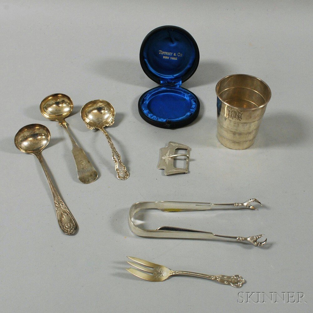 Appraisal: Small Group of Sterling and Coin Silver Flatware and Personal