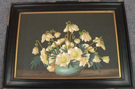 Appraisal: Claude CaretteAn applique depicting a bowl of flowersframed cm x