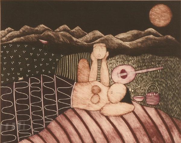 Appraisal: Eng Tay Malaysian American b Nightfall color etching x pencil