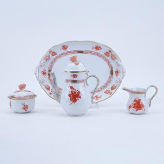 Appraisal: Four Pc Herend Porcelain Chinese Bouquet Coffee Set Includes Coffee