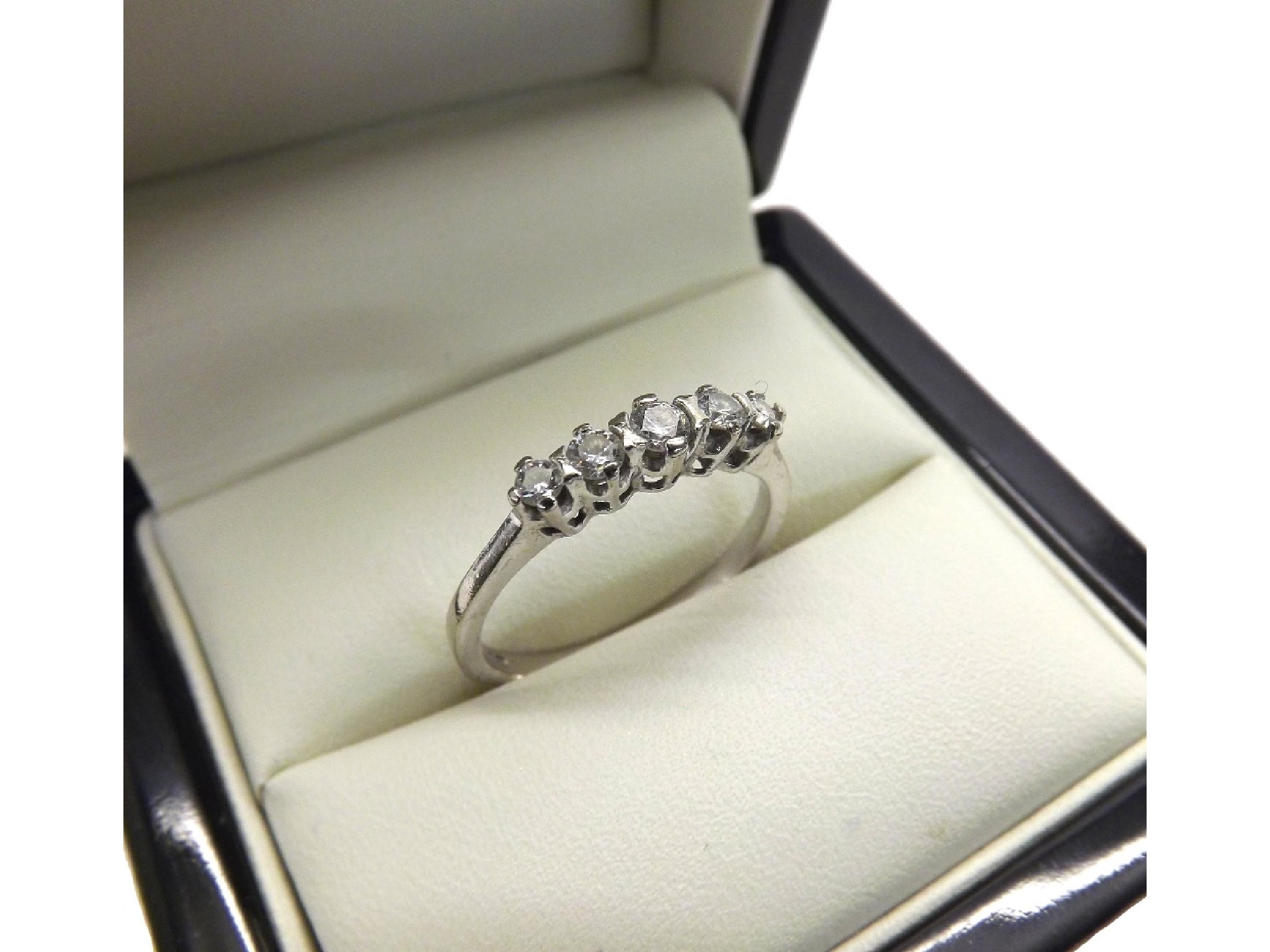 Appraisal: ct white gold five stone round brilliant-cut diamond ring ring