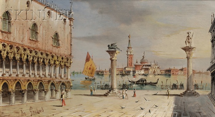 Appraisal: Marco Grubas Italian - Lot of Two Venetian Views of