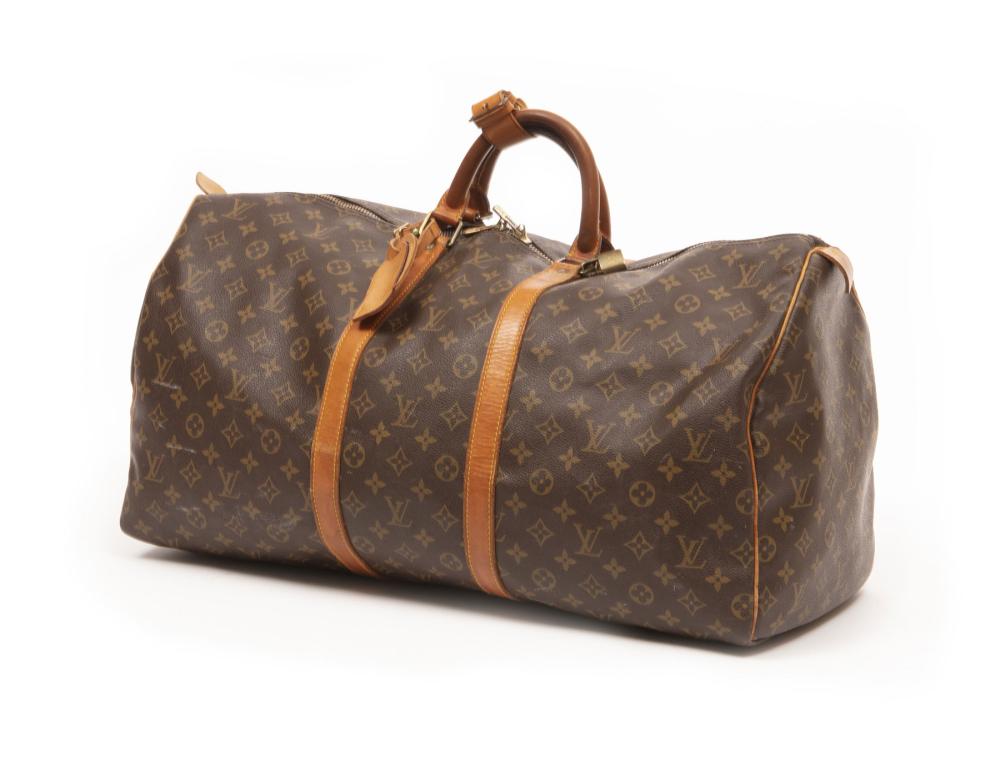 Appraisal: Vintage Louis Vuitton Monogram Canvas Keepall Bandouli re Bag brown