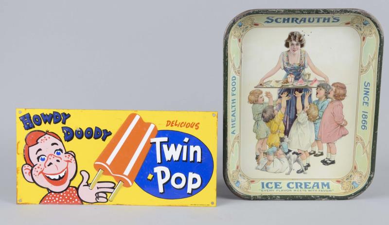 Appraisal: Lot Of Ice Cream Tin Litho Advertising Items Including -