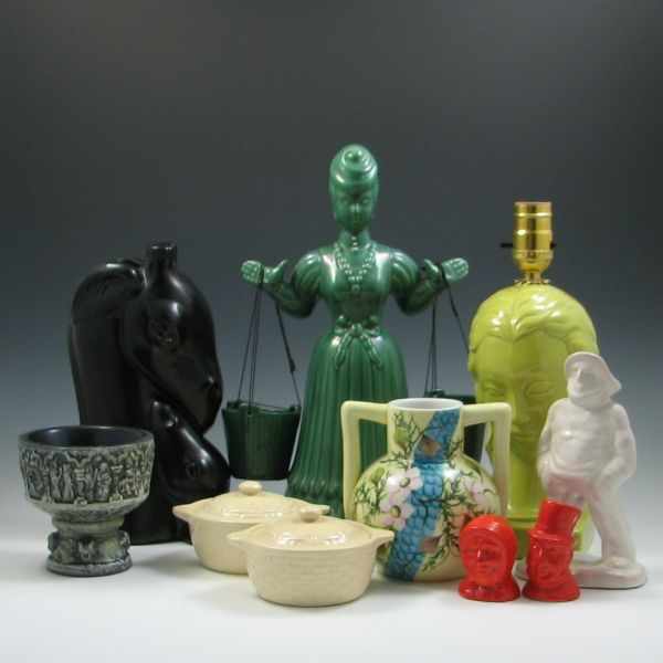 Appraisal: Ten Piece Lot Gonder Victorian woman art deco lady lamp