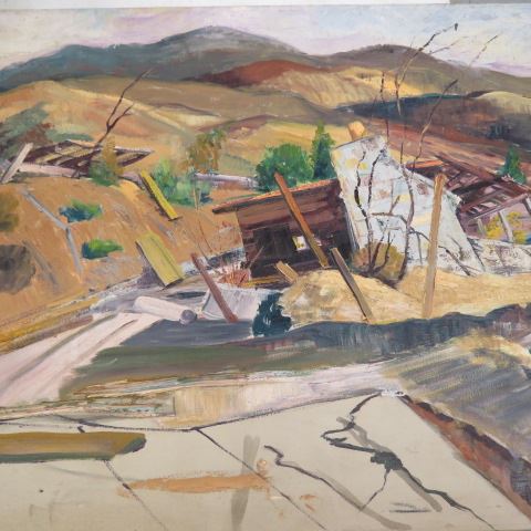 Appraisal: John MacLaughlin Oil California Mudslide x mid-century Modern Artist