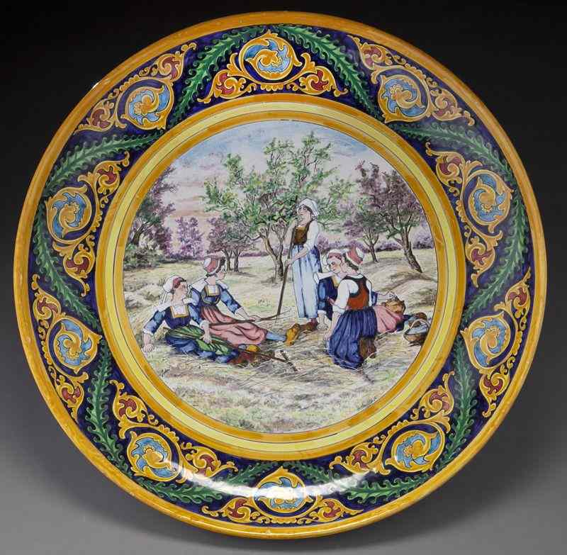 Appraisal: Monumental HB Quimper pottery platterpainted with a scene of Breton