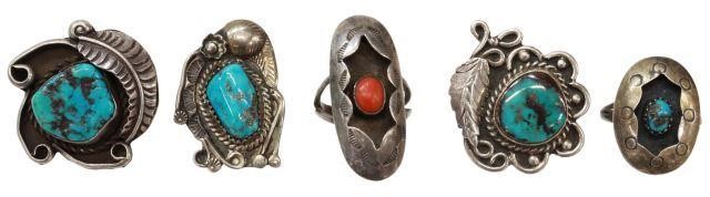 Appraisal: lot of Native American silver content unknown rings highlights include