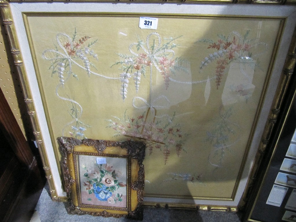 Appraisal: Lot comprising two framed tapestry pictures