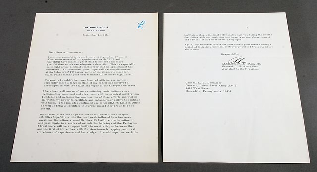 Appraisal: Letter to General Lemnitzer on White House letterhead TLS PP