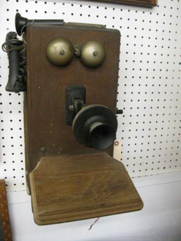 Appraisal: Antique Oak Wall Phone