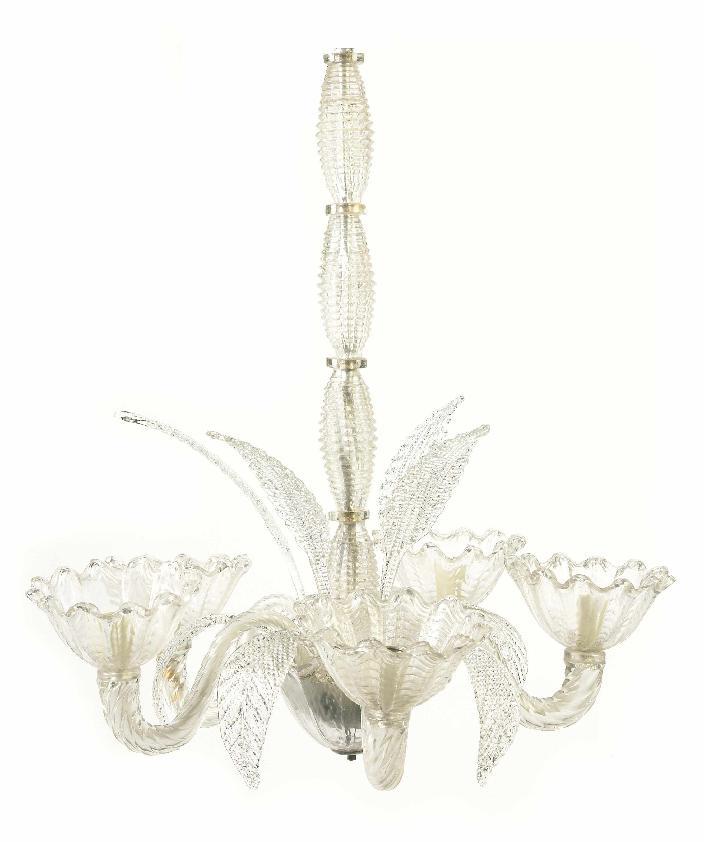 Appraisal: Property of various owners A Venetian five light chandelier height