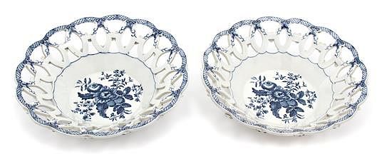 Appraisal: Two Dr Wall Worcester Porcelain Openwork Baskets Diameter inches Two