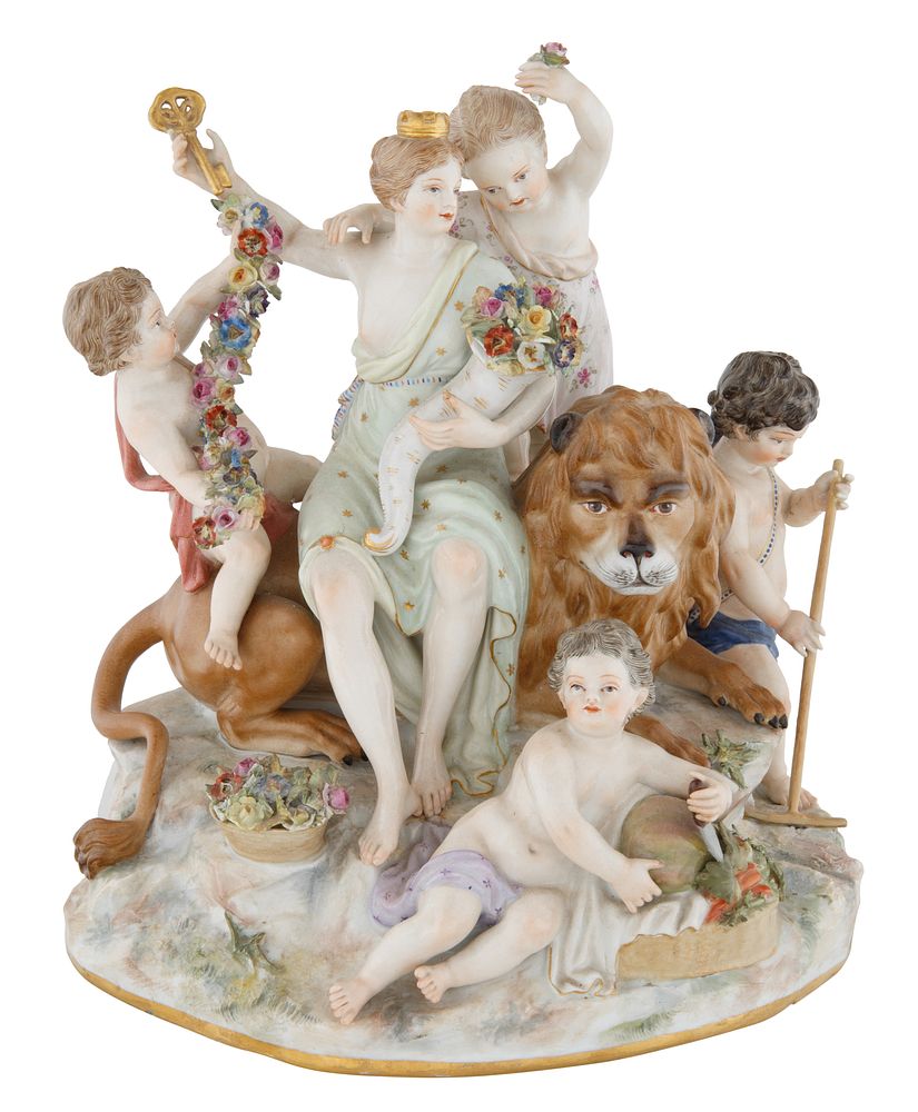 Appraisal: LATE TH CENTURY MEISSEN PORCELAIN FIGURAL GROUP OF CYBELE LATE