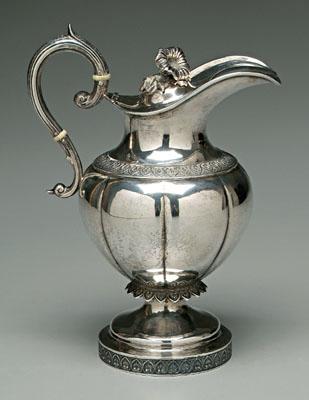 Appraisal: New York coin silver pitcher pear shaped with raised foot