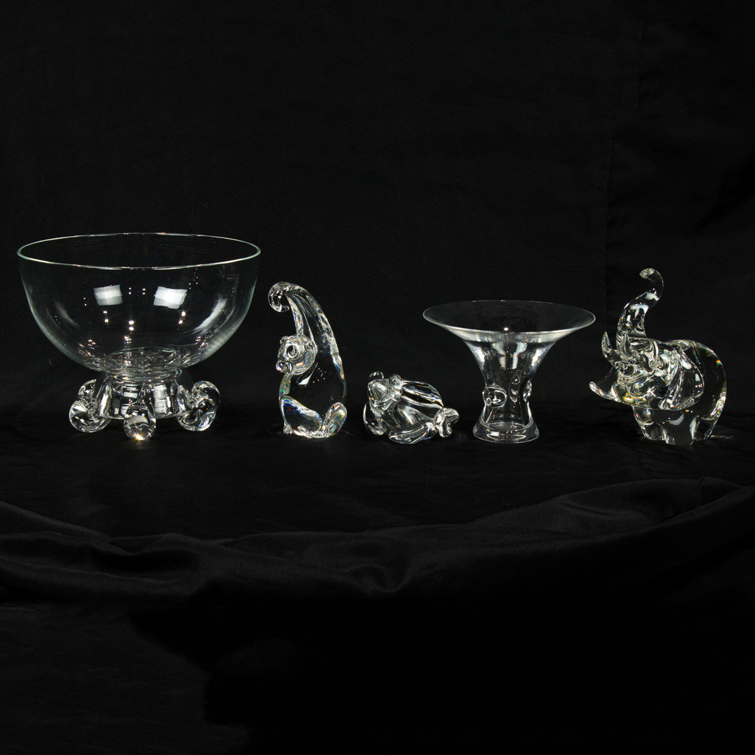 Appraisal: LOT OF STEUBEN GLASS ANIMALS AND SERVING PIECES Lot of