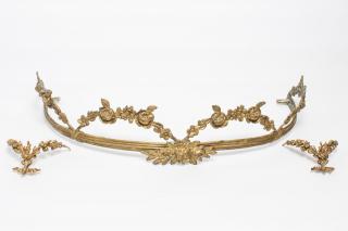 Appraisal: Gilt Metal Bed Cornice Curtain Tiebacks Pair Ornate floral gilt