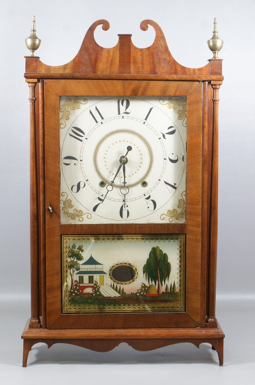 Appraisal: Samuel Terry Pillar and Scroll Shelf Clock replaced base lower