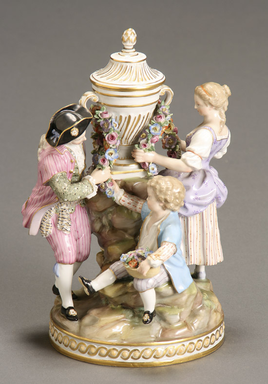 Appraisal: Meissen Figural Group Late th-Early th Century Depicting a lady