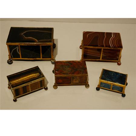 Appraisal: Group of Nine Agate Desk Boxes Estimate -