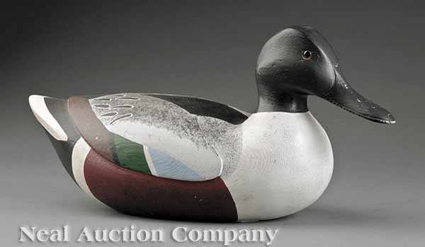 Appraisal: Decoy Shoveler St Bernard LA signed Hand-carved by Adam Pape