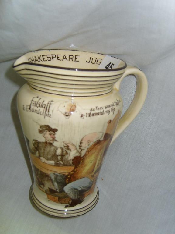 Appraisal: A Royal Doulton Shakespeare jug with printed decoration showing Falstaff