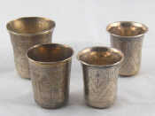 Appraisal: Four silver beakers being a pair Austro Hungarian standard assay