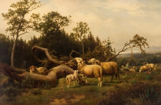 Appraisal: HENDRIK LOT DUTCH-GERMAN - Grazing Sheep oil on canvas x