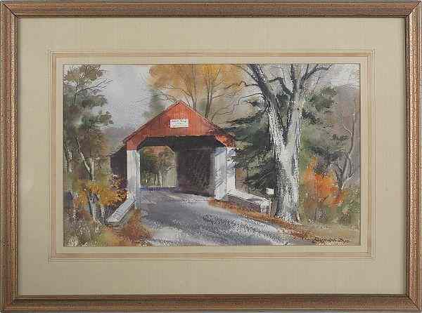 Appraisal: Ranulph Bye American - watercolor landscape of a covered bridge