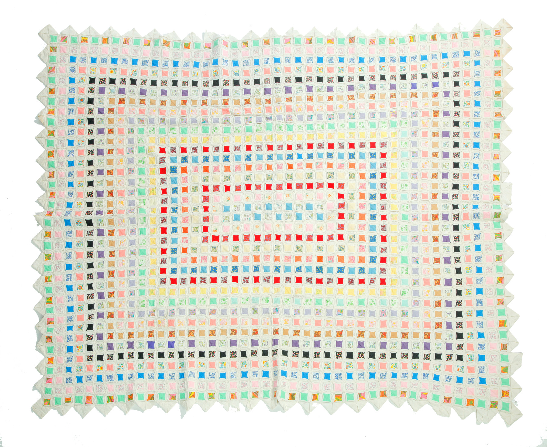 Appraisal: CIRCLE WITHIN CIRCLE PATCH WORK QUILT American nd quarter- th