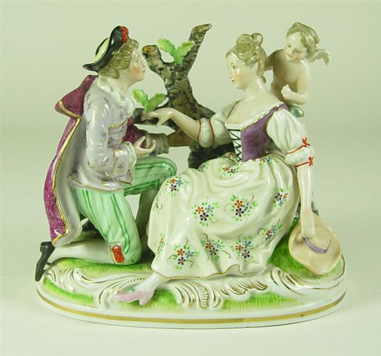 Appraisal: German Figural Group Young man and woman with cherub and