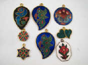 Appraisal: Eight gilt enamel pendants largest approx cm