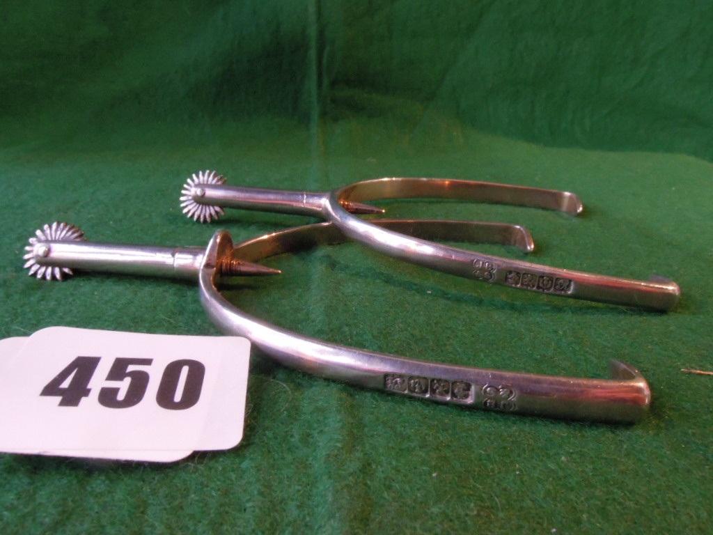 Appraisal: A pair of silver spurs with screw fastening rowels Glasgow