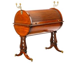 Appraisal: Fine Regency Style Bronze Mounted Cylinder Desk A fine mid-