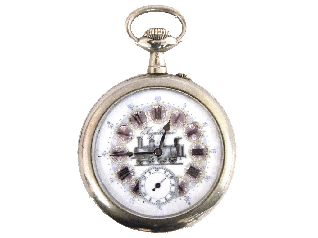 Appraisal: Large nickel cased lever pocket watch the bar movement signed