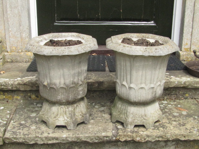 Appraisal: Two pairs of reconstituted stone planters of octagonal form with