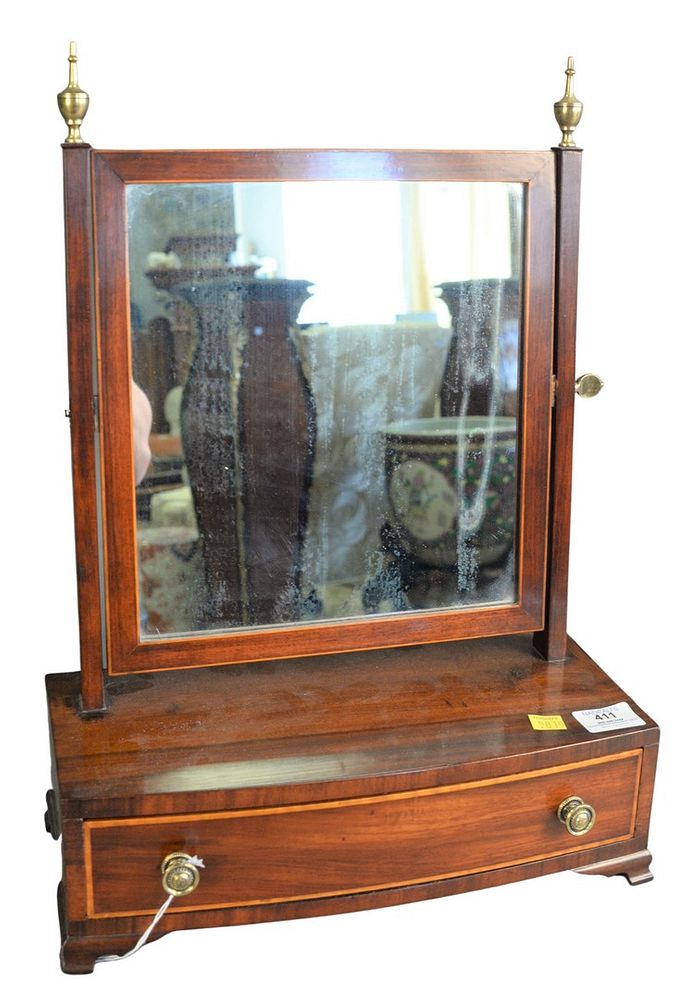 Appraisal: Federal Mahogany Shaving Mirror having one drawer with banded inlaid