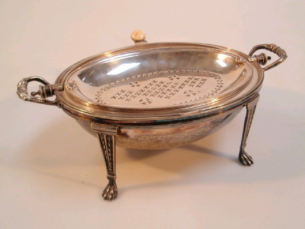 Appraisal: An early thC EPNS breakfast dish the cylinder cover engraved