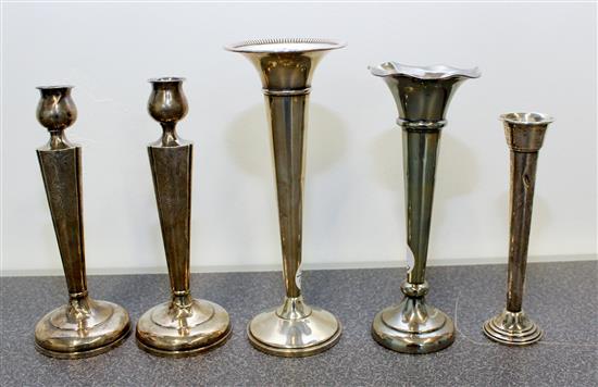 Appraisal: Sale Lot A Pair of American Silver Candlesticks second half