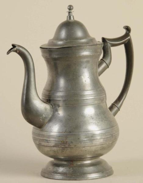 Appraisal: New York Pewter Dome-Lid Coffee Pot Description Baluster form Bears