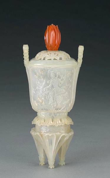 Appraisal: A Moghul style jade covered censer th Century Its thinly