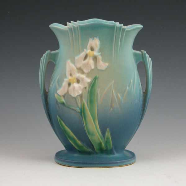 Appraisal: Roseville blue Iris vase Marked Roseville - Mint '' tall