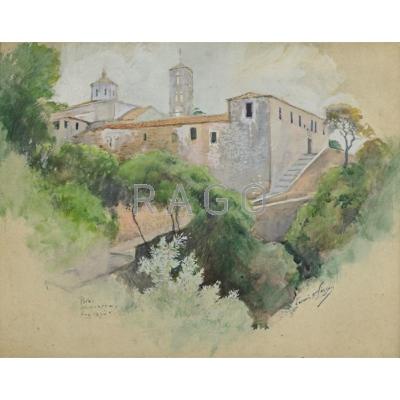 Appraisal: CORWIN LINSON American - Watercolor and gouache on board Paros