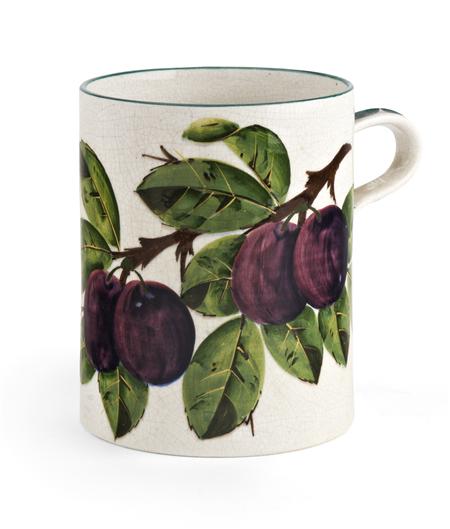 Appraisal: WEMYSS LARGE MUG EARLY TH CENTURY decorated with purple plums