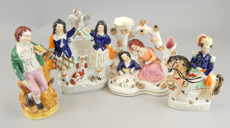 Appraisal: Various Staffordshire figures to include The Sultan a watch group