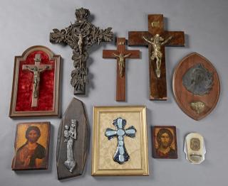 Appraisal: Group of Ten French Religious Items th c cons Group