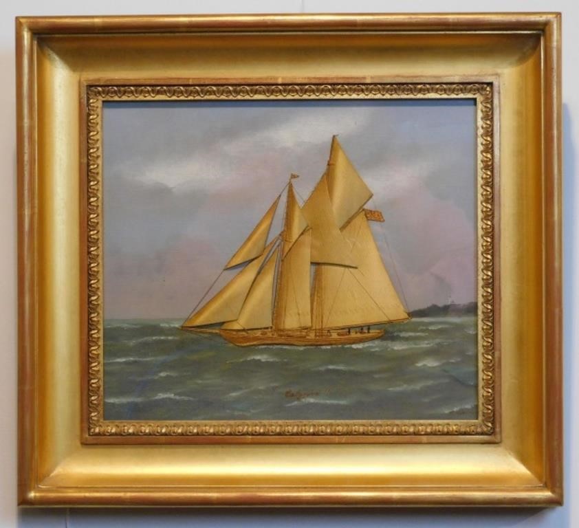 Appraisal: THOMAS WILLIS - DENMARK NEW YORK OILpainting and silk work