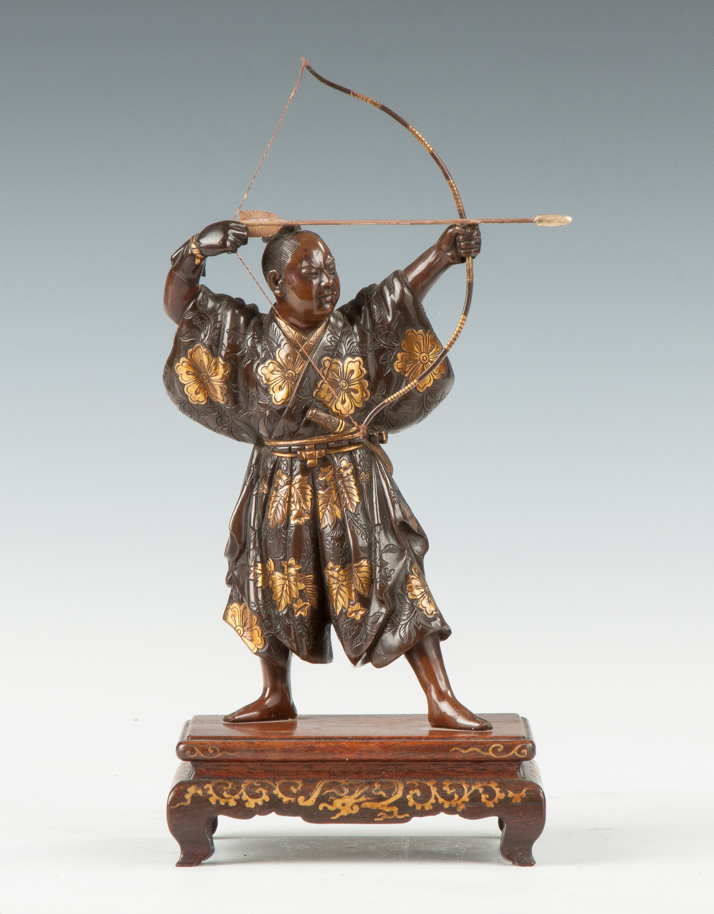 Appraisal: Japanese Bronze Standing Archer by Miyao Meiji period Sgn Miyao