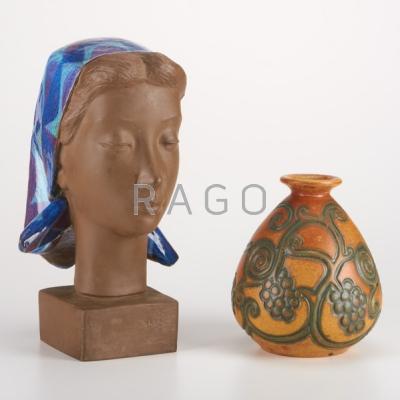 Appraisal: JOHANNES HEDEGAARD ROYAL COPENHAGEN MOUGIN Tinted and glazed stoneware bust