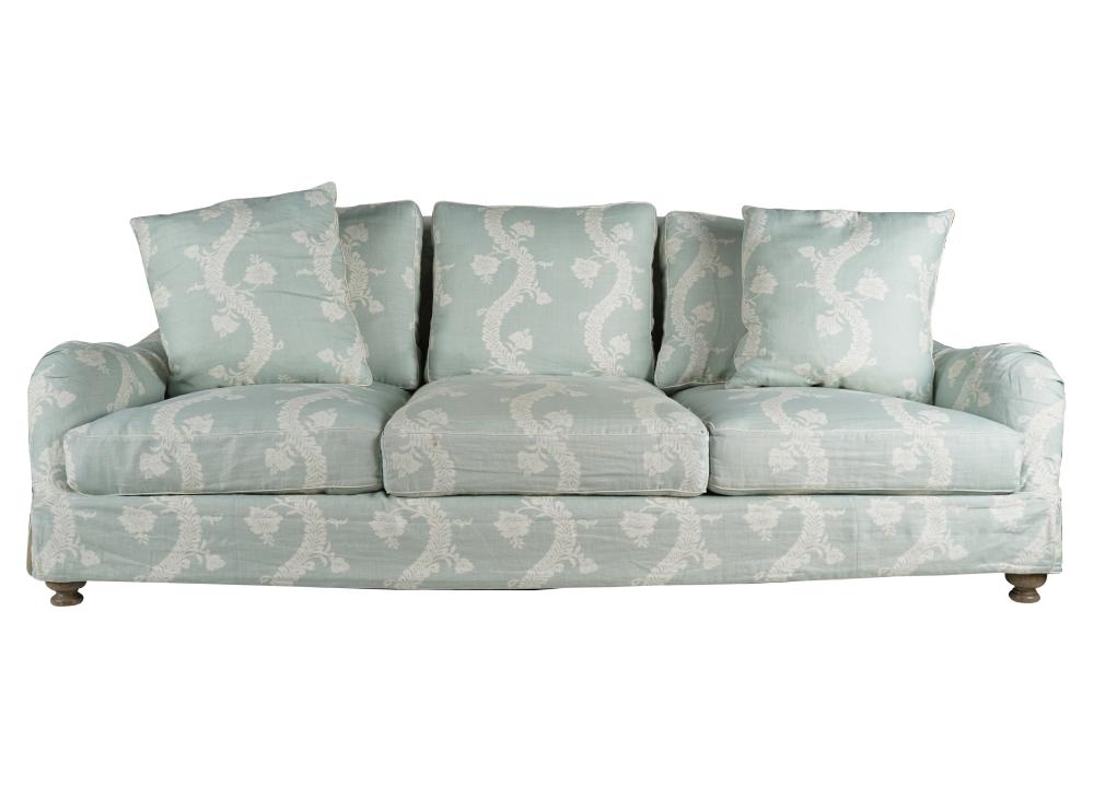 Appraisal: GEORGE SMITH-STYLE SLIP-COVERED SOFAwith label Posse Custom Upholstery Los Angeles